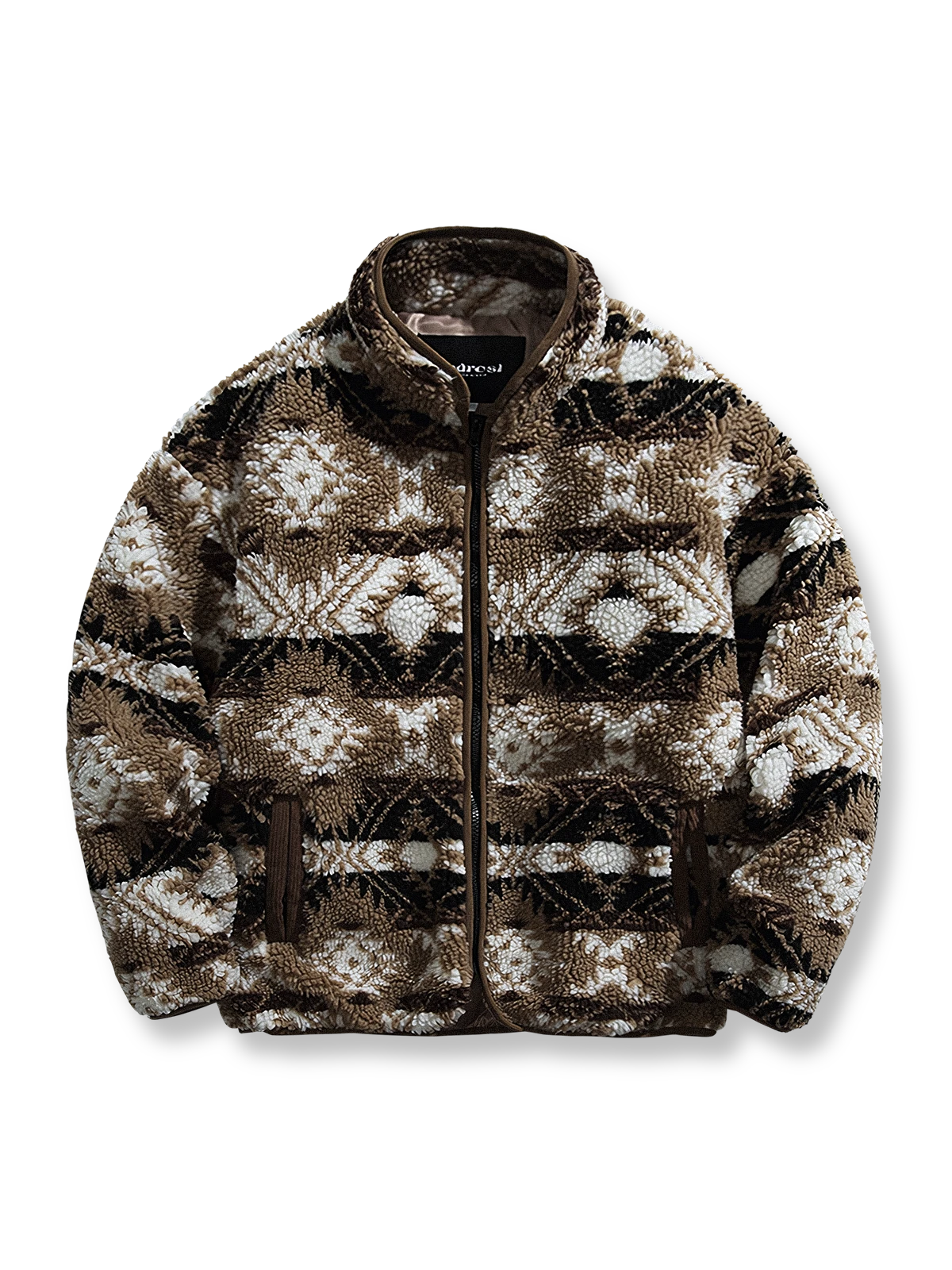 製品画像:
レトロなナバホ柄デザインとラムファー素材を使用した暖かい中綿ジャケット。スタンドカラーで寒さから守り、アウトドアシーンに最適。
詳細画像:
ナバホ柄が施されたラムファー中綿ジャケット、厚手で温かく、快適な着心地と高い防寒性能を誇ります。