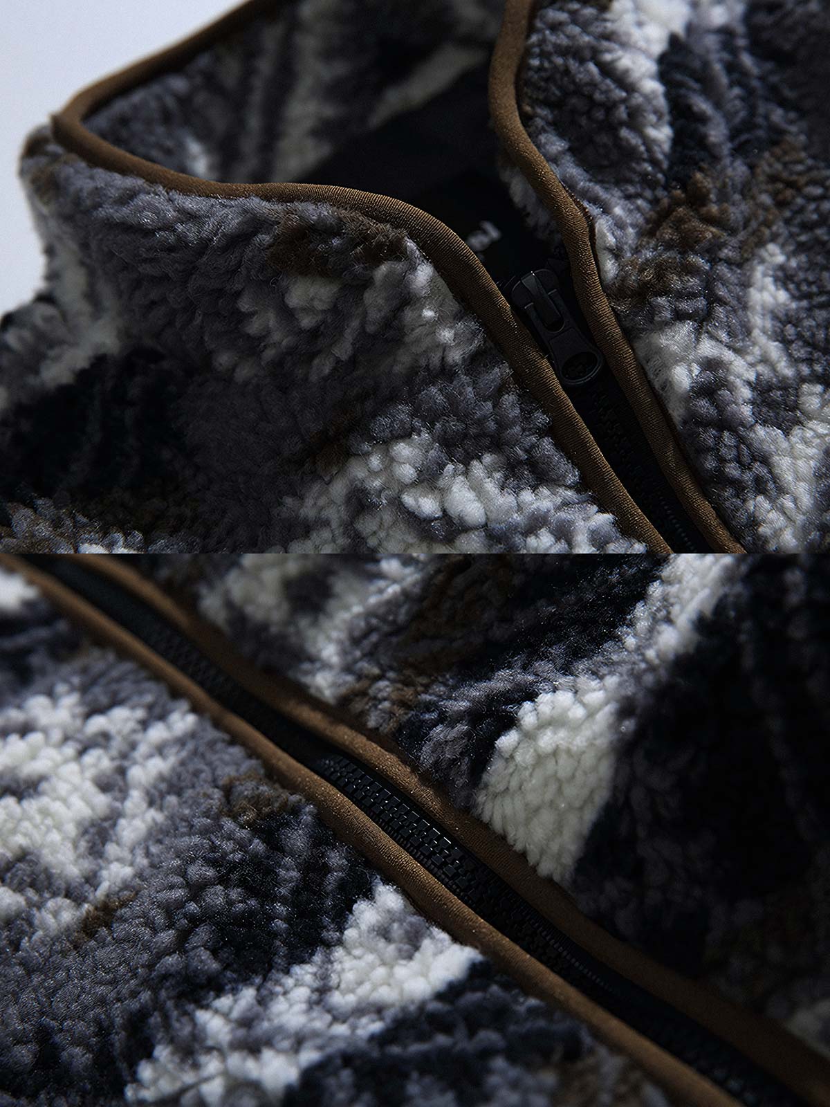 製品画像:
レトロなナバホ柄デザインとラムファー素材を使用した暖かい中綿ジャケット。スタンドカラーで寒さから守り、アウトドアシーンに最適。
詳細画像:
ナバホ柄が施されたラムファー中綿ジャケット、厚手で温かく、快適な着心地と高い防寒性能を誇ります。