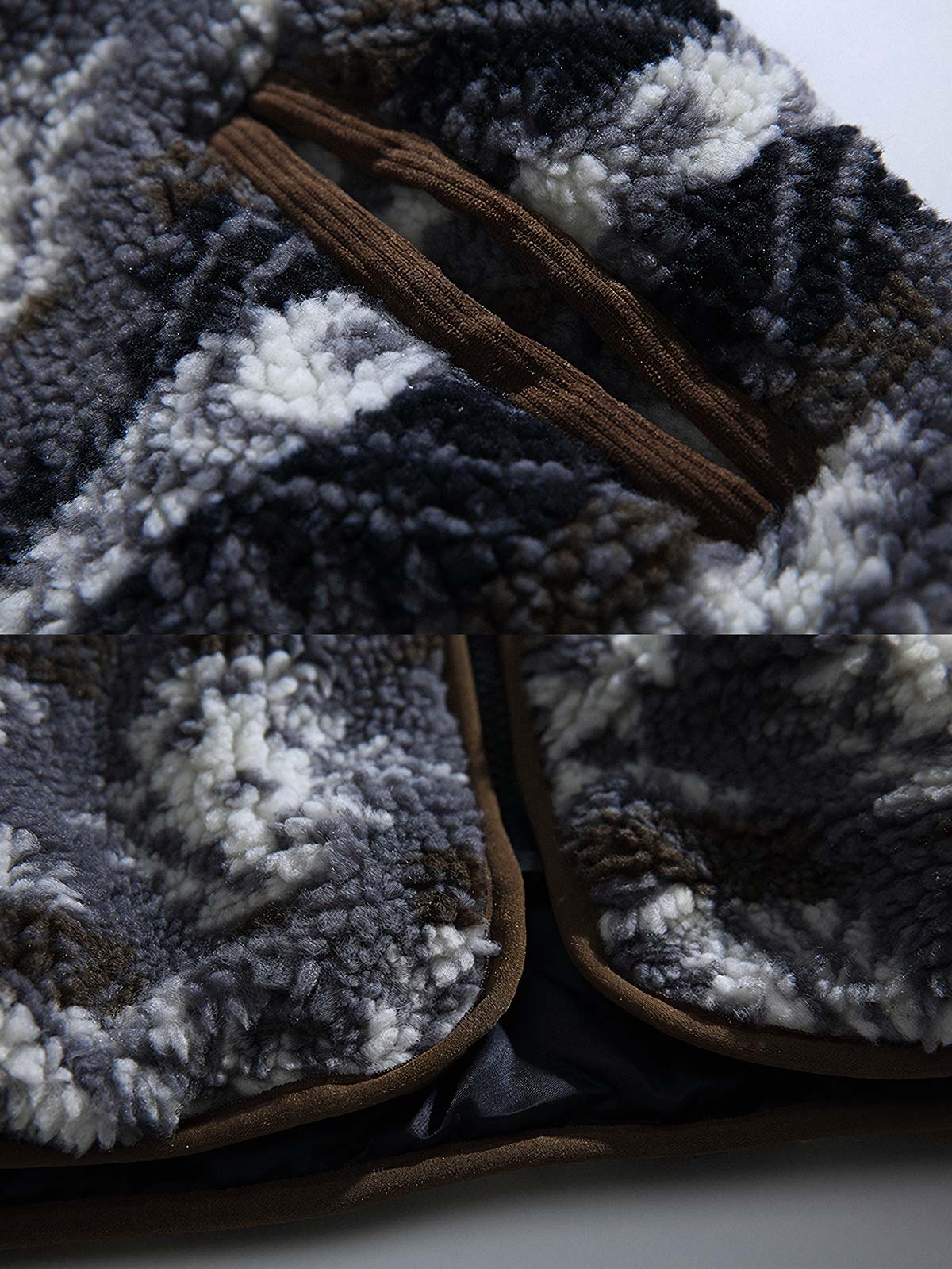 製品画像:
レトロなナバホ柄デザインとラムファー素材を使用した暖かい中綿ジャケット。スタンドカラーで寒さから守り、アウトドアシーンに最適。
詳細画像:
ナバホ柄が施されたラムファー中綿ジャケット、厚手で温かく、快適な着心地と高い防寒性能を誇ります。