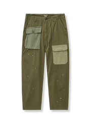 レトロ 人字柄 パッチワーク スラックス