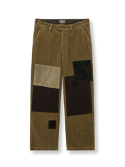 パッチワーク カーキ色 コーデュロイ スラックス
