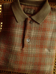 チェック柄 ウールポロシャツ