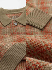 チェック柄 ウールポロシャツ