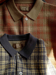 チェック柄 ウールポロシャツ