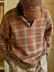 チェック柄 ウールポロシャツ