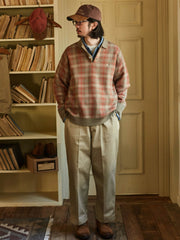 チェック柄 ウールポロシャツ