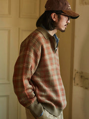 チェック柄 ウールポロシャツ