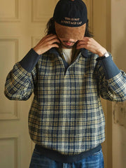 チェック柄 ウールポロシャツ