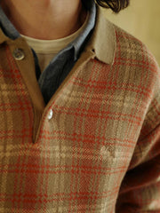 チェック柄 ウールポロシャツ