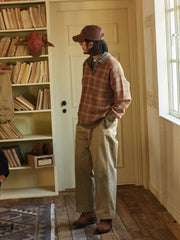 チェック柄 ウールポロシャツ