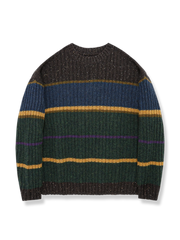 ストライプ柄 ドロップショルダーウール セーター