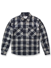 製品画像
「ヴィンテージ加工を施したチェック柄厚手シャツ全体のイメージ。クラシックなアメカジデザインと300gのTR混紡生地が特徴で、5色展開の豊富な選択肢を提供。」
詳細画像
「ツーポケットディテールとヴィンテージ加工チェック柄が施されたTR混紡生地のクローズアップ。滑らかな触感とフランネルのような暖かさを備えた300gの厚手素材。」