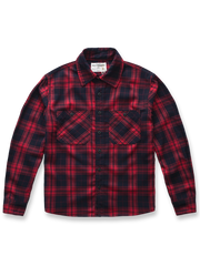 製品画像
「ヴィンテージ加工を施したチェック柄厚手シャツ全体のイメージ。クラシックなアメカジデザインと300gのTR混紡生地が特徴で、5色展開の豊富な選択肢を提供。」
詳細画像
「ツーポケットディテールとヴィンテージ加工チェック柄が施されたTR混紡生地のクローズアップ。滑らかな触感とフランネルのような暖かさを備えた300gの厚手素材。」