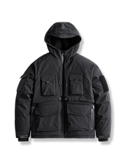 高機能 マルチポケット フード付き中綿ジャケット