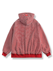 フード付きレッドスウェット