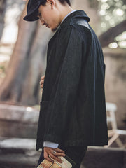 袖チェックコンビ 15oz赤耳ローデニムジャケット