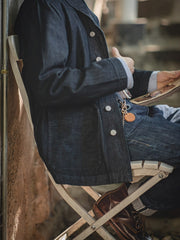 袖チェックコンビ 15oz赤耳ローデニムジャケット