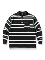 カラーブロックボーダー柄 ハーフボタン スウェット