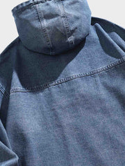 フード ポケット付きデニムスウェット
