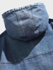 フード ポケット付きデニムスウェット