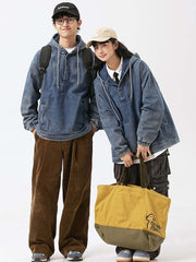 フード ポケット付きデニムスウェット