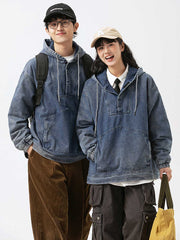フード ポケット付きデニムスウェット