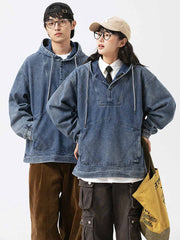 フード ポケット付きデニムスウェット