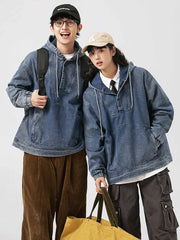 フード ポケット付きデニムスウェット