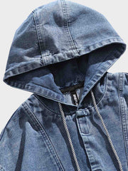 フード ポケット付きデニムスウェット