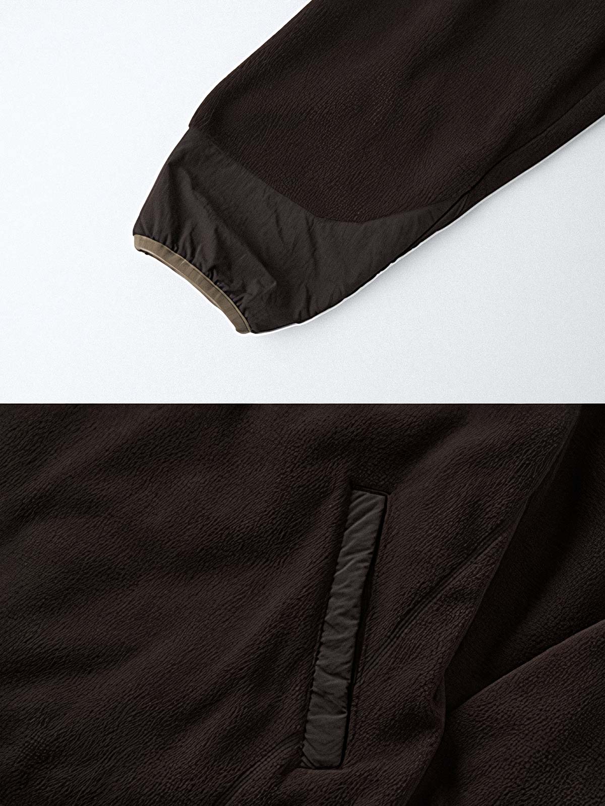 製品画像
"ハーフジップスタンドカラーフリーススウェット、シンプルな配色デザイン、胸元の刺繍がアクセント、スタンドカラーとハーフジップ仕様で快適な着心地、通気性に優れたポリエステルとナイロン混紡素材"
詳細画像
"ハーフジップスタンドカラーフリーススウェットのディテール、胸元の刺繍デザイン、ポケット付き、シンプルでモダンな配色、秋冬に最適な素材感"