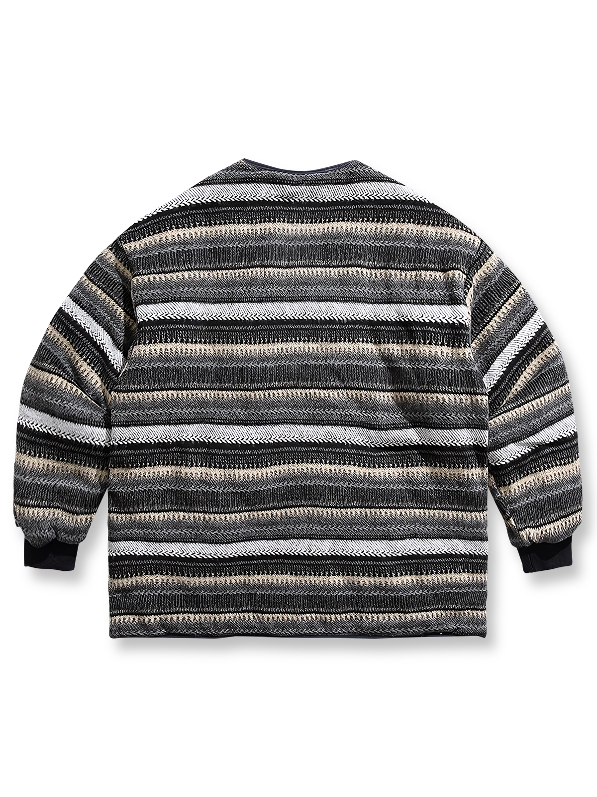 製品画像
リバーシブルウール混中綿ジャケット、化学繊維素材の現代的な表地とナイロン素材の民族的な裏地、ゆったりシルエットで快適な着心地、付属のマフラーが暖かさとデザイン性を提供
詳細画像
リバーシブルデザインのクローズアップ、表地はシンプルで現代的、裏地は民族的な雰囲気を引き立てるナイロン素材、ゆったりシルエットで秋冬シーズンに最適なデザイン