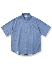 ヴィンテージ速乾テンセルデニム半袖シャツの正面図