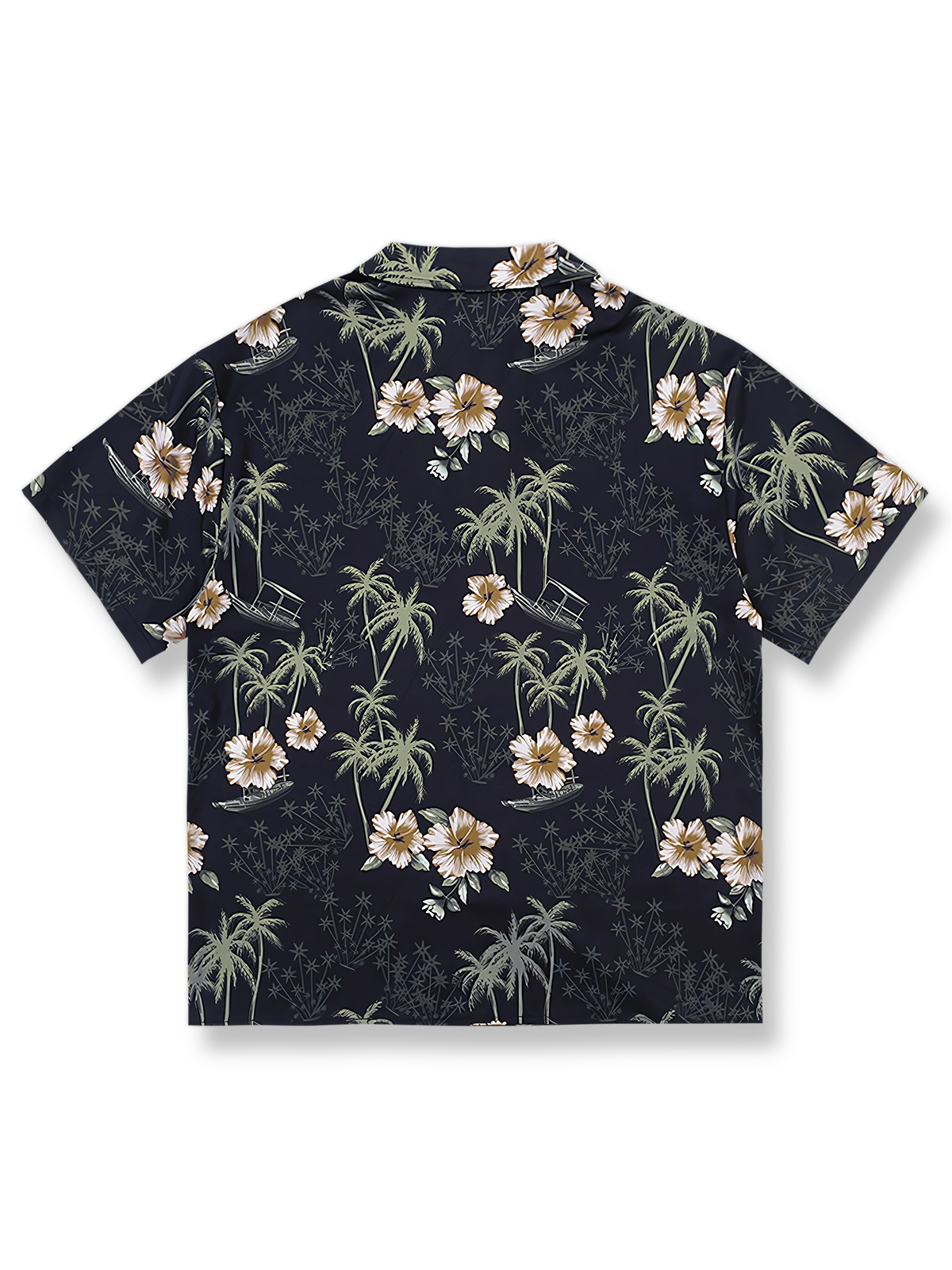 ヤシの木プリントビーチ半袖シャツ全体展示