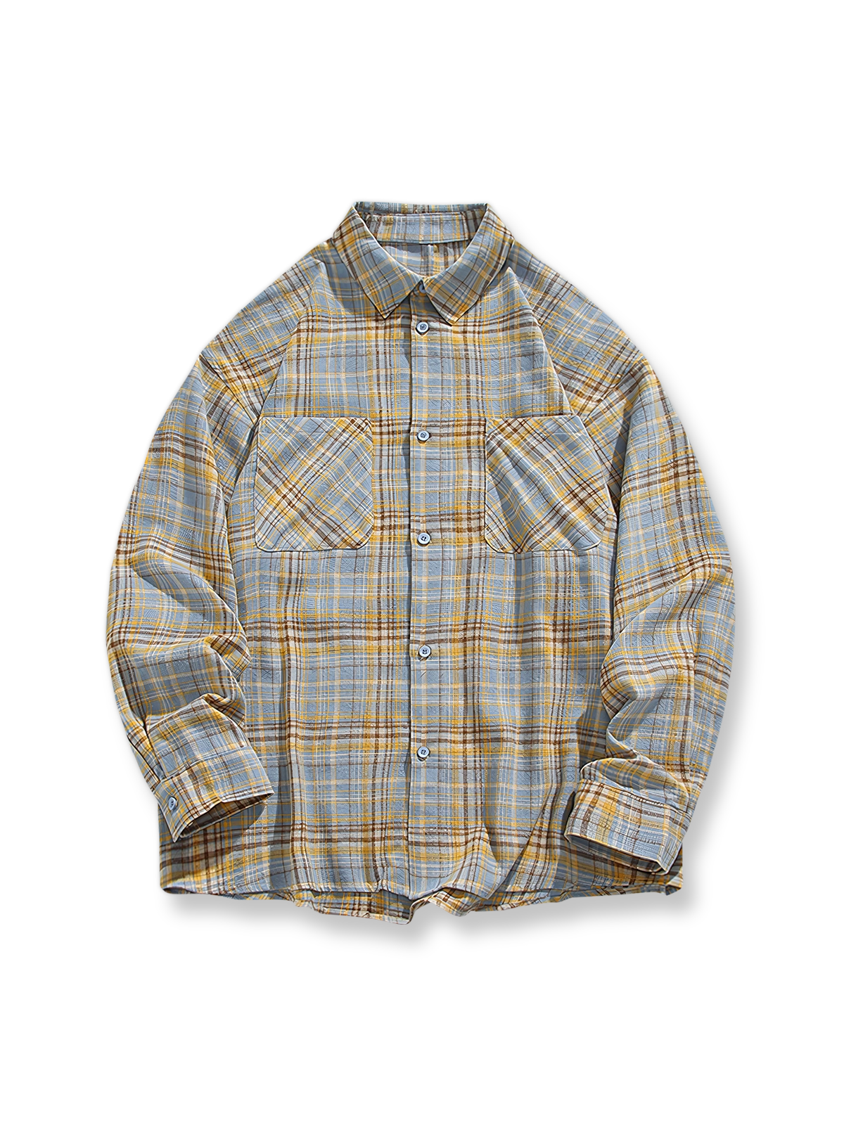 ヴィンテージチェック柄長袖シャツ全体図