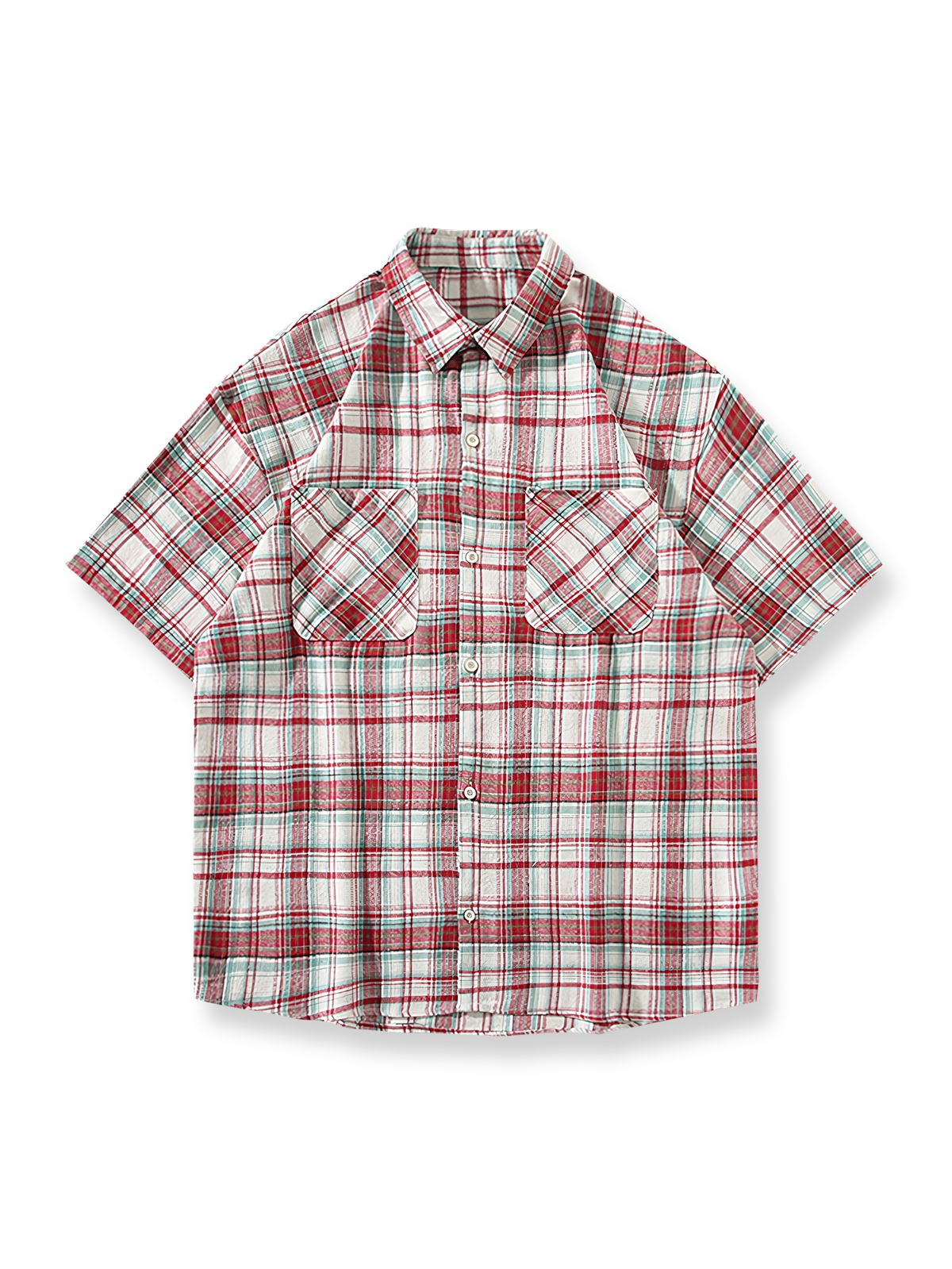 チェック柄ショートスリーブオープンカラーシャツの正面画像