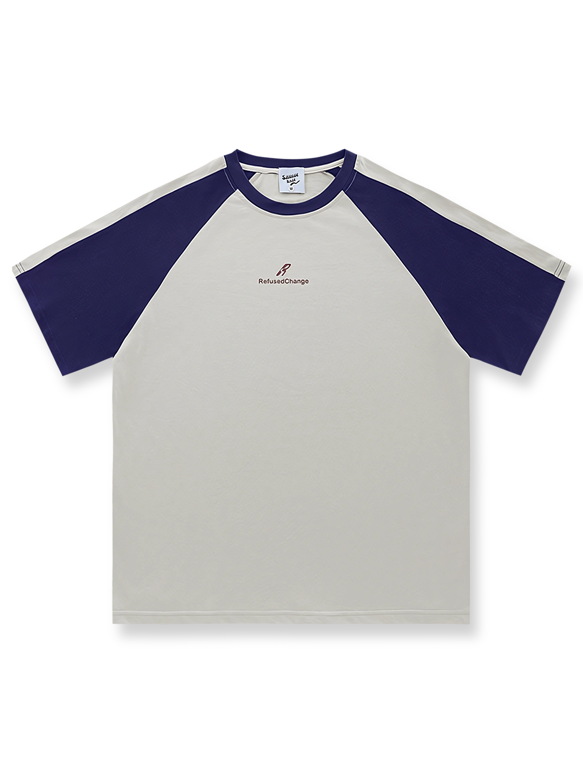 バイカラーレタープリントクルーネックショートスリーブTシャツの正面画像