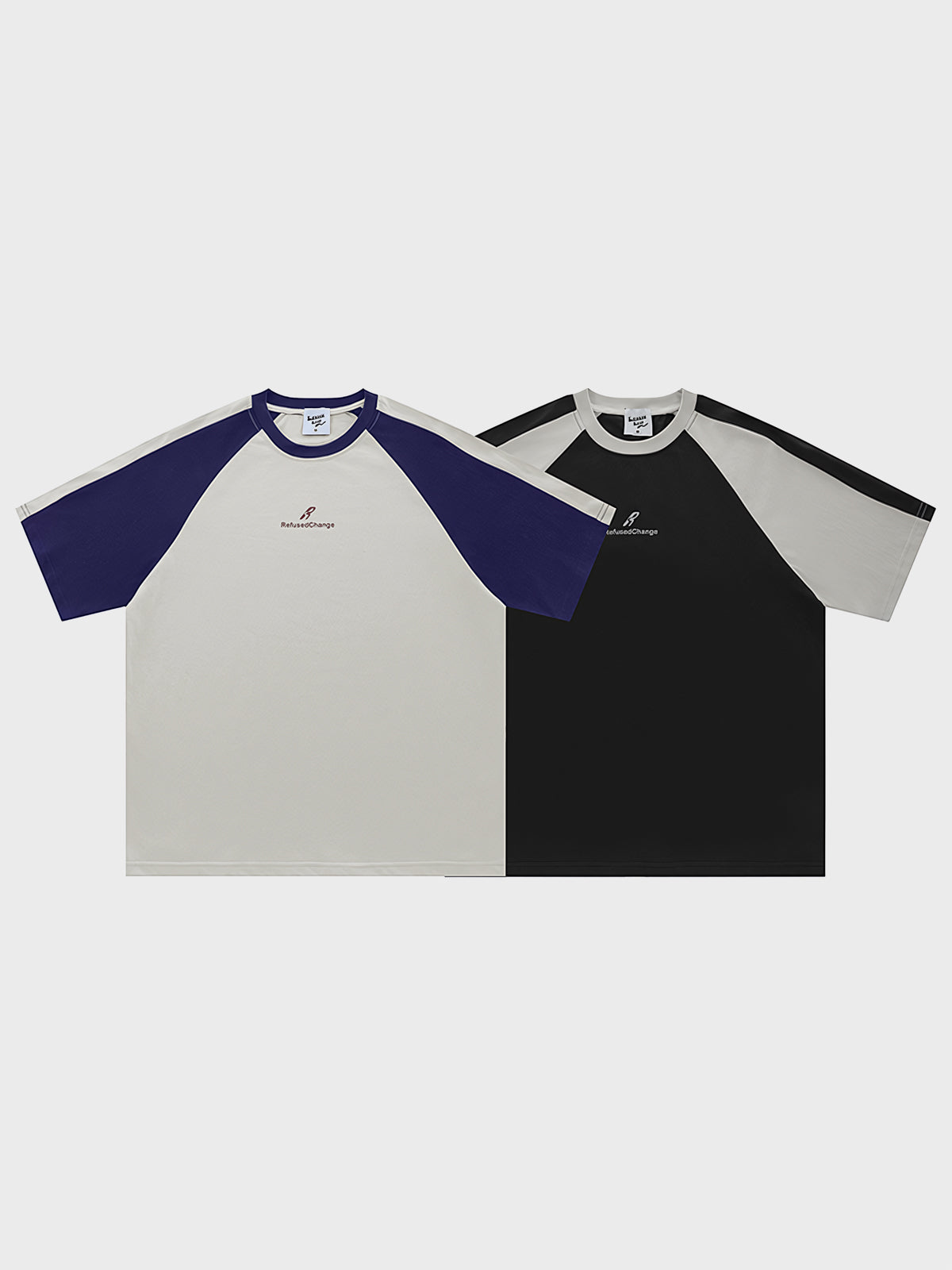 バイカラーレタープリントクルーネックショートスリーブTシャツの正面画像