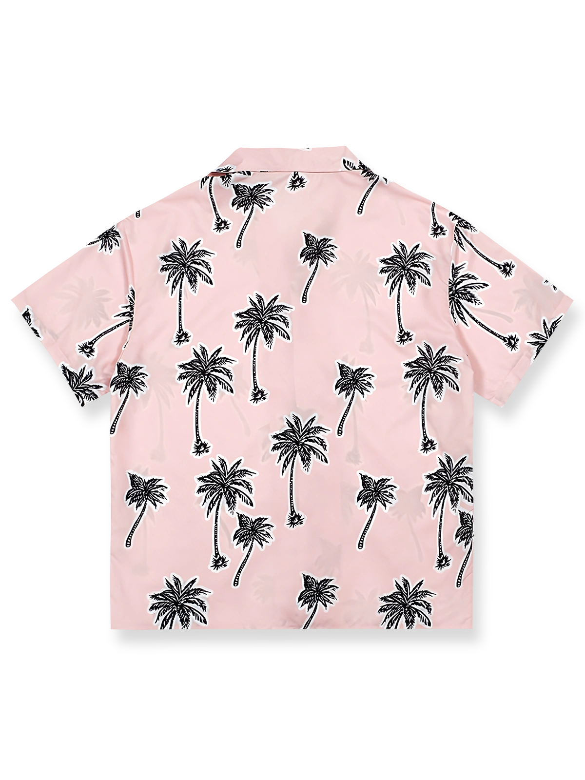 ハワイアンパームツリープリントピンク半袖シャツ全体図