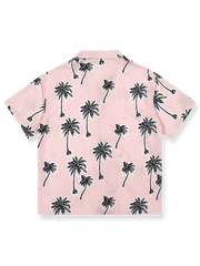 ハワイアンパームツリープリントピンク半袖シャツ全体図