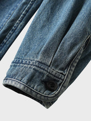 配色ボタン ノーカラー デニムジャケット