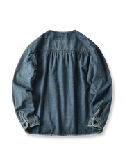 配色ボタン ノーカラー デニムジャケット