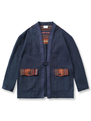 2色 エスニック柄 コットン はんてん