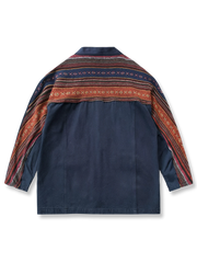 2色 エスニック柄 コットン はんてん