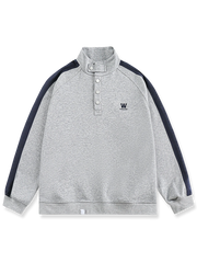 刺繍入り ハーフボタン スウェット