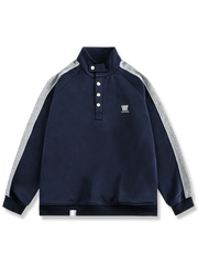 刺繍入り ハーフボタン スウェット