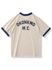 バイクプリント 丸襟 Tシャツ