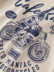 バイクプリント 丸襟 Tシャツ