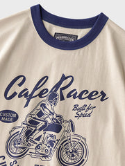 バイクプリント 丸襟 Tシャツ