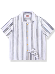 ブルー&ブラウン ストライプ シャツ