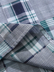チェック×ストライプ柄 編み風 半袖シャツ